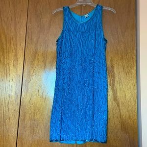 Blue sequin cocktail dress medium with silk lining